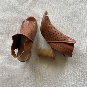 Brown open toe heel